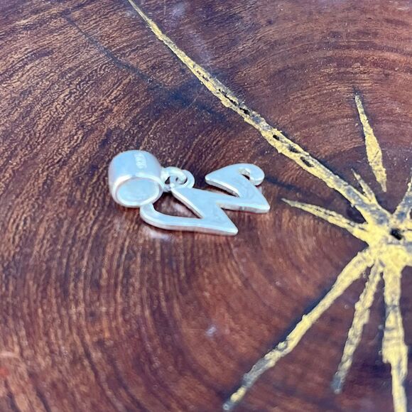 Sterling Silver Initial W Charm with Rhinestones Vintage jewelry supply - Picture 5 of 8